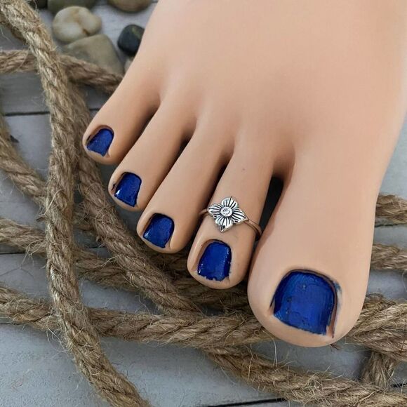 Sterling Silver Flower Cz Toe Ring Midi Ring - Picture 1 of 3
